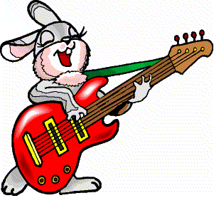 Free E-Cards: Bunny with guitar, Happy Easter