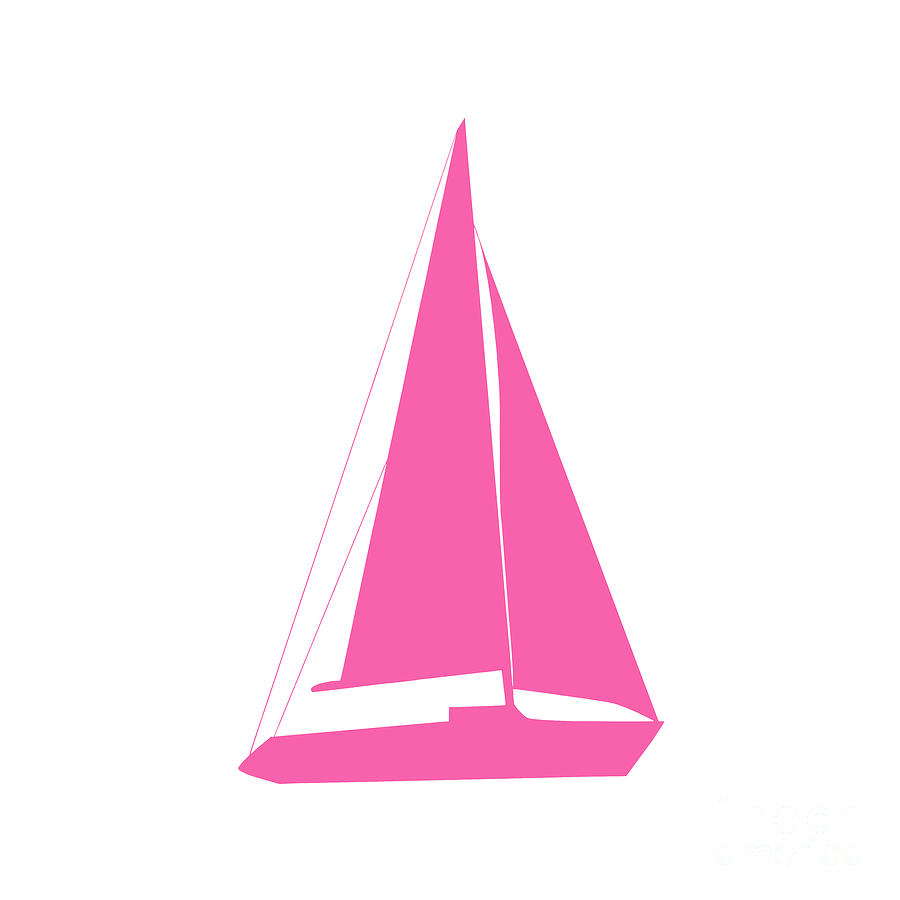 Sailboat In Pink And White Digital Art by Jackie Farnsworth