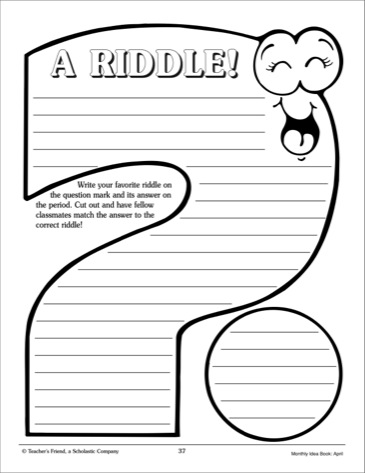 Question Mark Riddle: Writing Template} - Printables