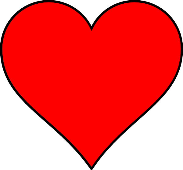 Red Heart With Thin Black Outline clip art - vector clip art ...