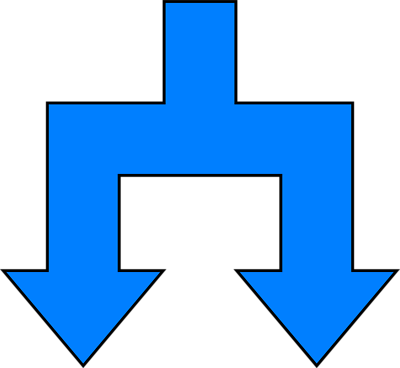 Free Stock Photos | Illustration Of A Split Blue Down Arrow ...