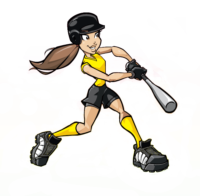 Cartoon girl softball clipart