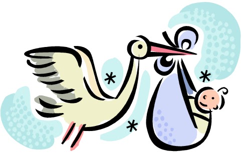 Clipart stork with baby