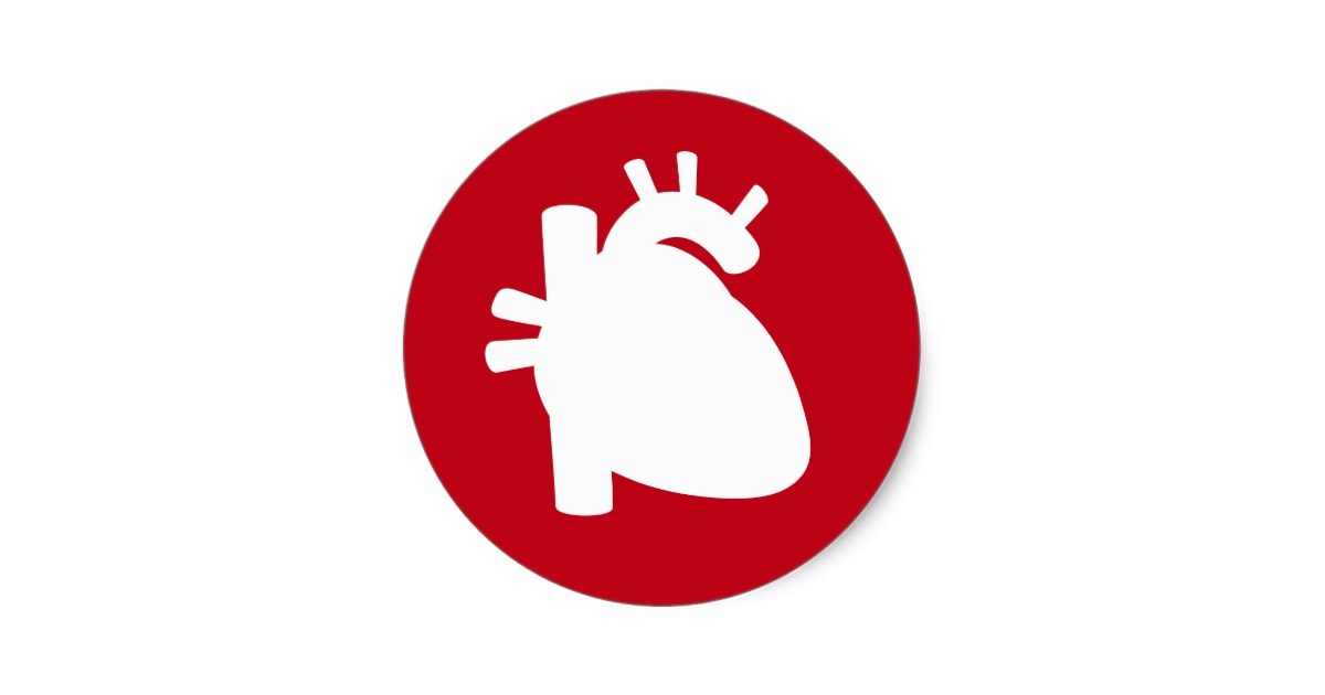 Heart organ silhouette red medical symbol sticker | Zazzle