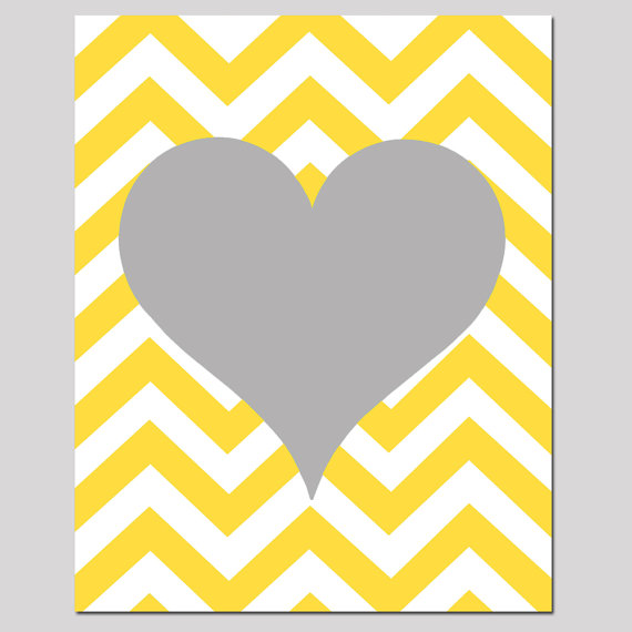 Chevron Heart 8x10 Original Print Perfect For Modern by Tessyla