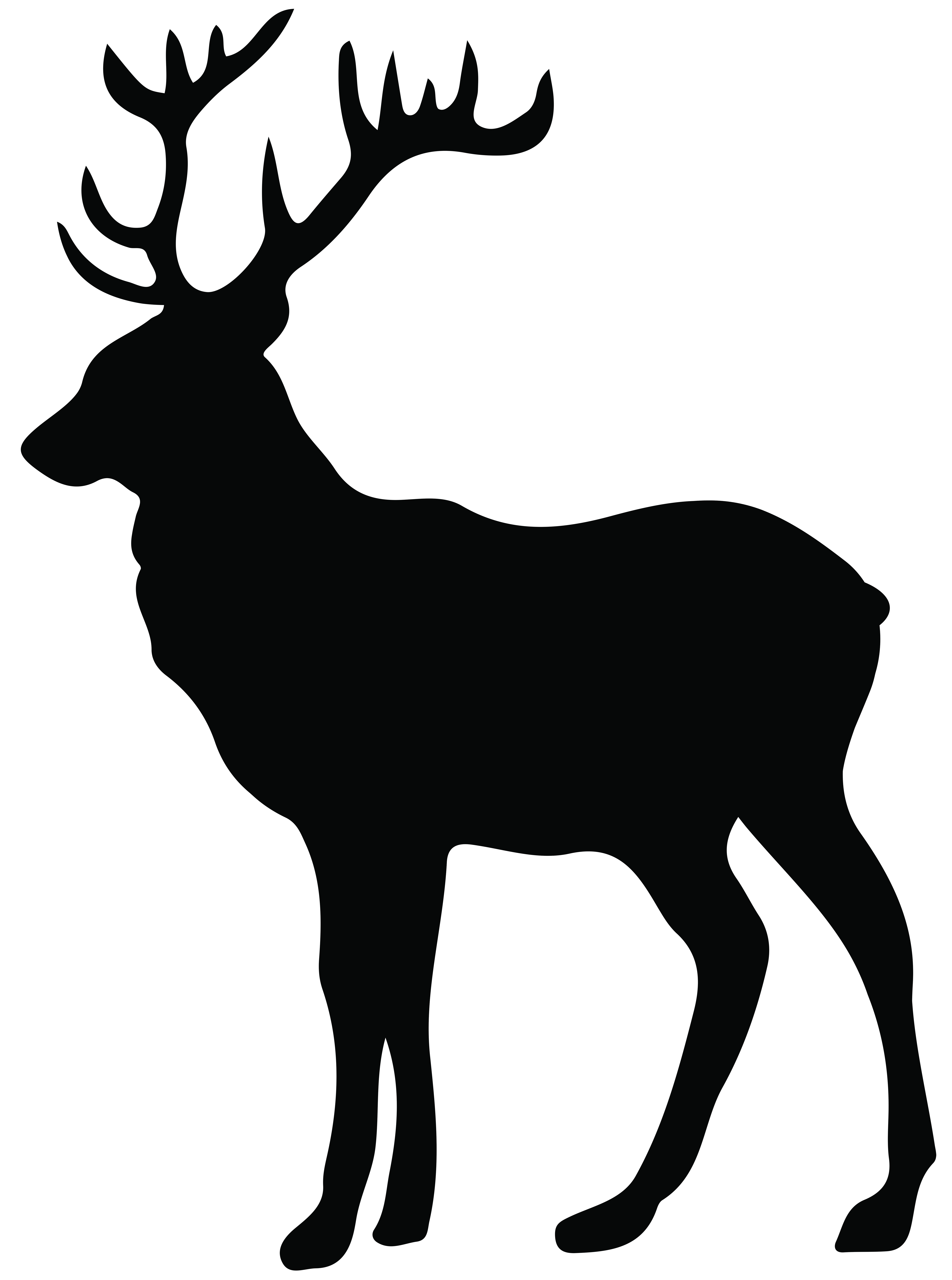 Stag Silhouette PNG Transparent Clip Art Image