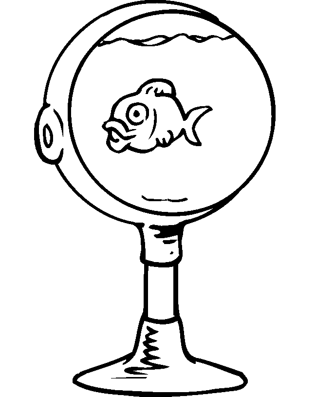 Fish Bowl Coloring Page - AZ Coloring Pages