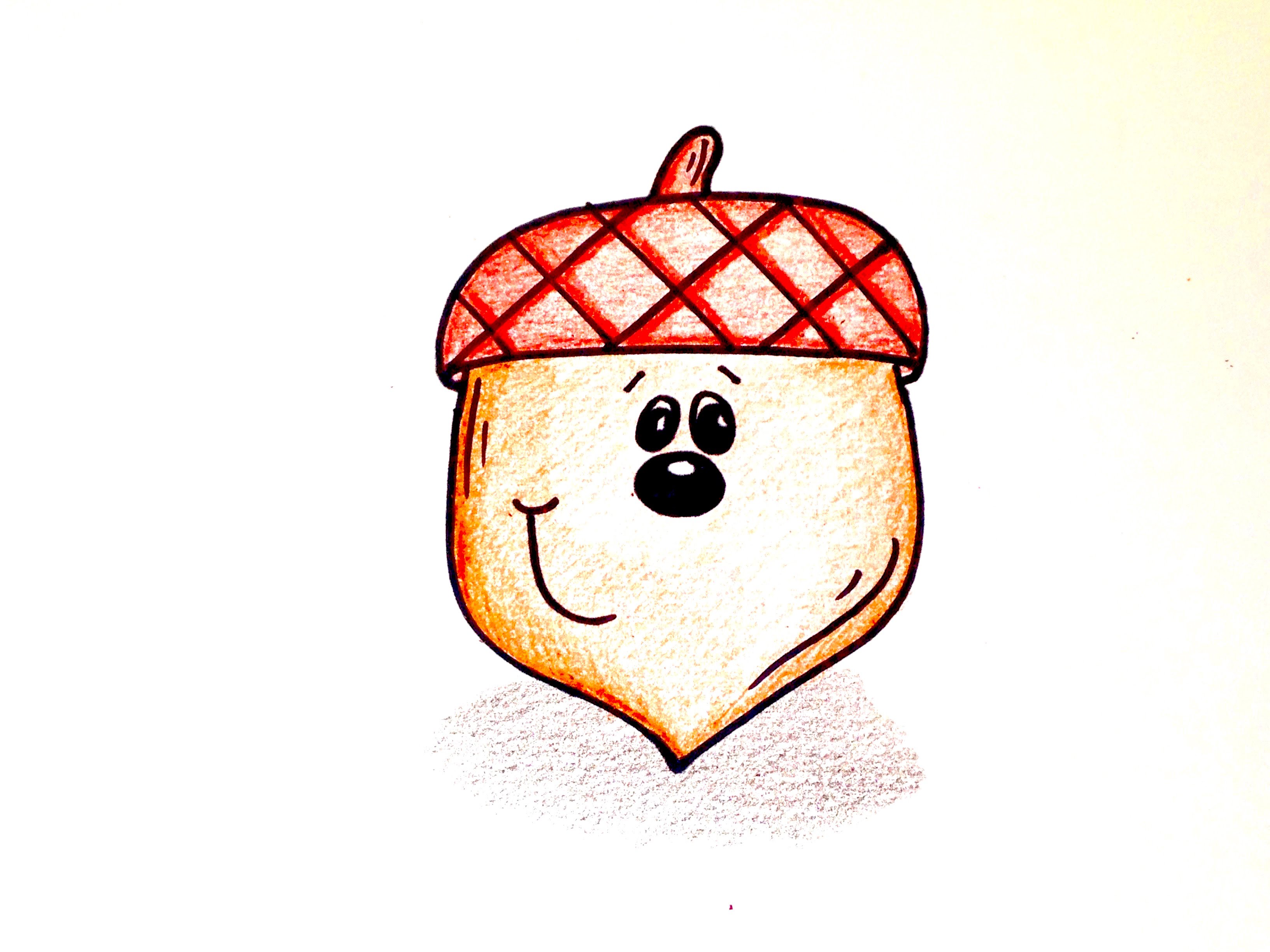 Drawing Lesson: How to Draw a Cartoon Acorn - YouTube
