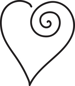Scrolled Heart Clipart Image - Black and white scrolling heart