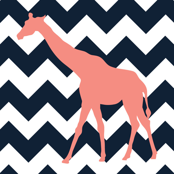 Giraffe on Chevron Background Art Print by Gathered Nest Designs ...