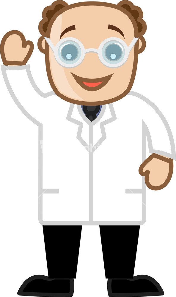Old Bald Professor - Vector Character Cartoon Illustration