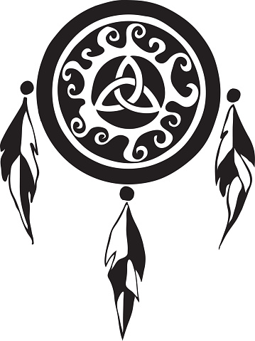 Silhouette Of Black And White Dream Catcher Clip Art, Vector ...