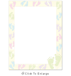 Green Baby Feet Border Laser & Inkjet Printer Paper - Baby ...