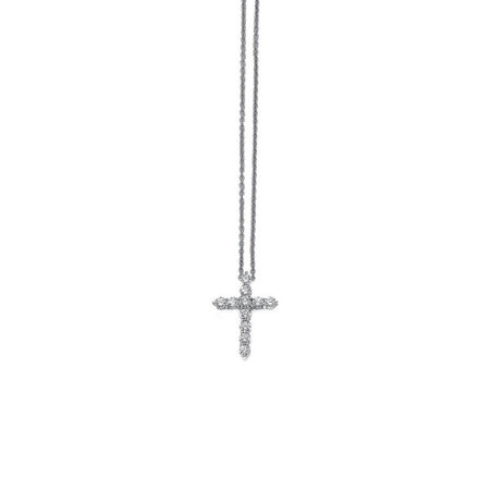 Roberto Coin Tiny Treasures 18K White Gold & Diamond Thin Cross ...