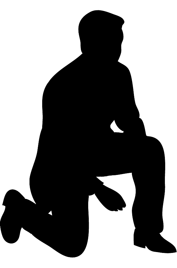 A person kneeling silhouette clipart