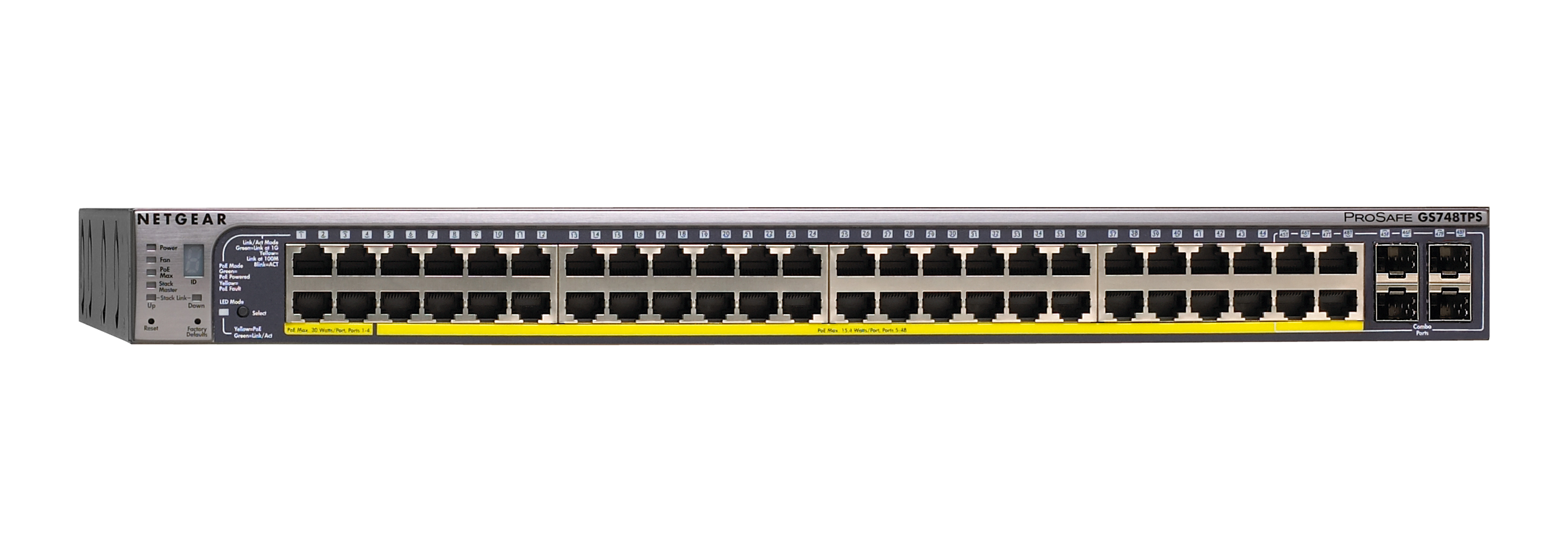 NETGEAR - GS748TPS - ProSafe® 48-port Gigabit Stackable PoE Smart ...
