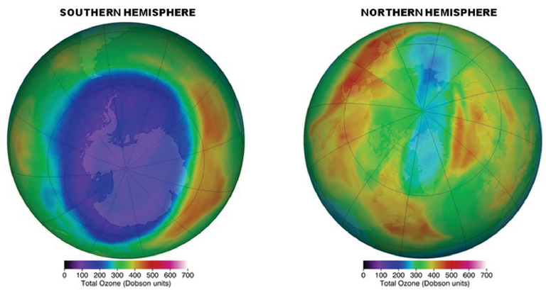 Maximum historical depletion over the southern hemisphere (9 ...