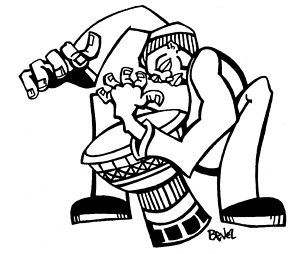 Djembe Drummer Drawing by Charles Bevel