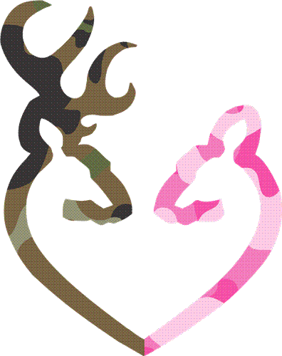 Camo -2 Deer Heart Vinyl Decal Sticker - Texas Die Cuts