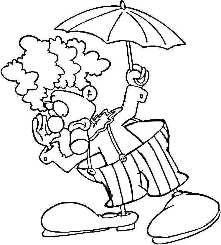 Clown with Umbrella Coloring Online | Super Coloring