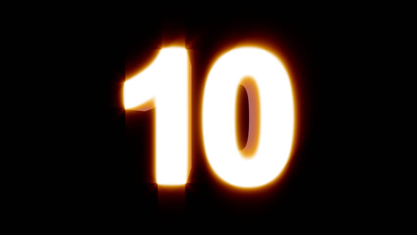 3D Numbers Counting Down From 10 To 0, Glowing In Blue. 3D Render ...