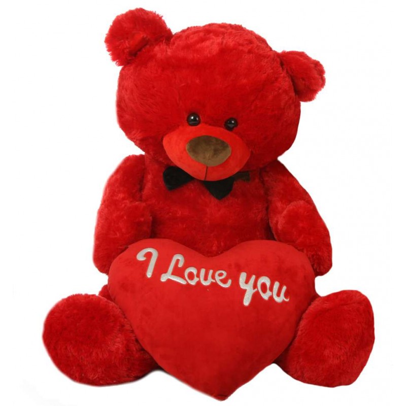 Buy Red 5 Feet Big Teddy Bear with Big Red I Love You Heart Online ...