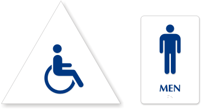 Men Bathroom Sign - California Restroom Kit in White & Blue, SKU - SE-