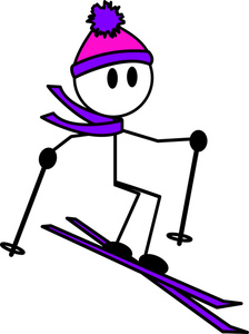 Skier Clipart Image - Cartoon Stick Figure Downhill Skier