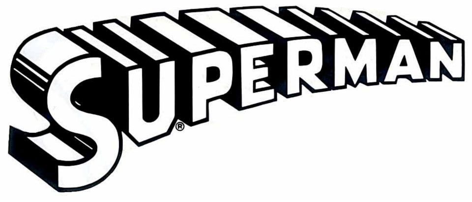 Superman logo clipart black and white
