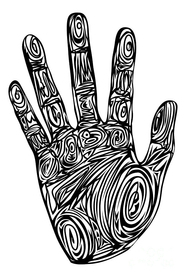 Abstract Pattern Hand Print Mixed Media by Christos Georghiou ...