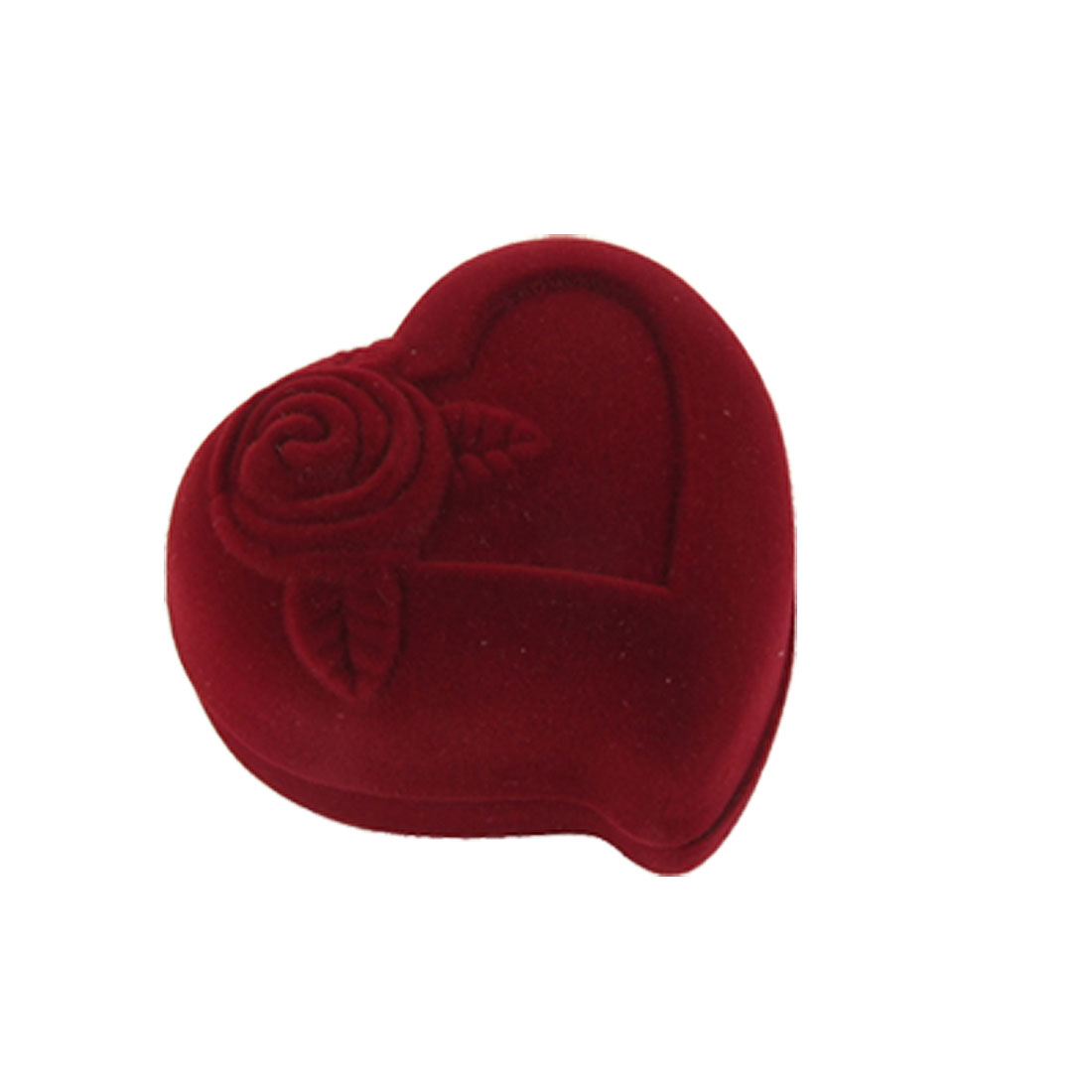 Flannel Exterior Heart Shaped Wedding Ring Case Holder Dark Red