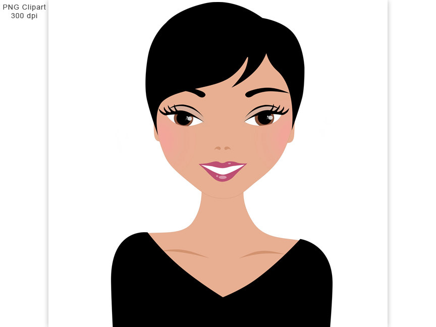 Woman short hair clipart