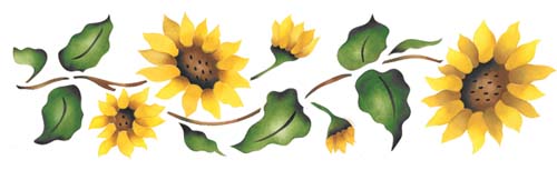 Sunflower Border Wall Stencil