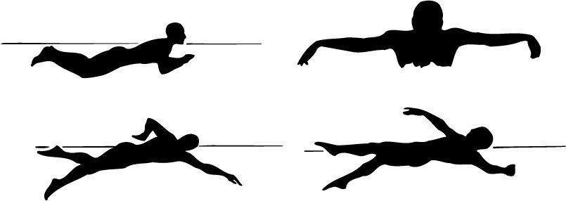 Swimmers/Swimming Silhouette Stickers, Crawl/Breaststroke ...
