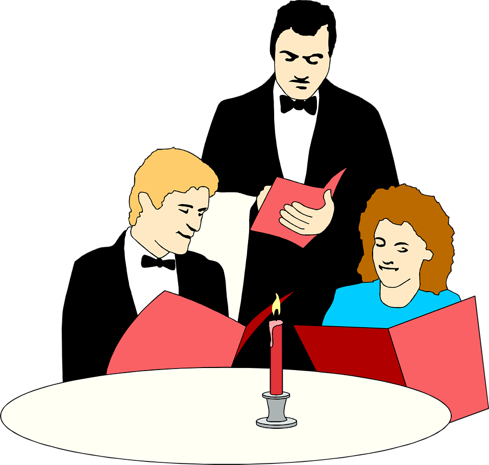 Dinner Couple | Free Stock Photo | Illustration of a waiter ...