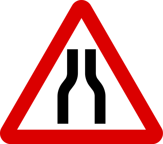 File:Singapore Road Signs - Warning Sign - Road narrows on both ...