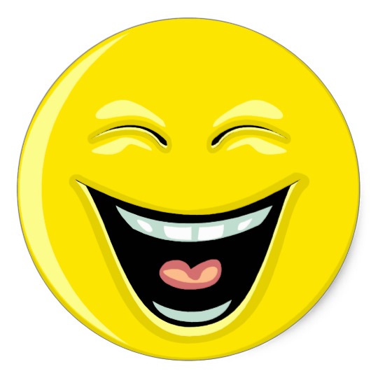 GlÃ¼ckliches Smiley-Grinsen-Lachen Runder Aufkleber | Zazzle