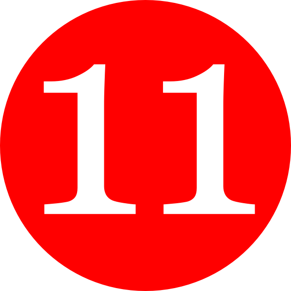 Red, Rounded,with Number 11 Clip Art - vector clip ...