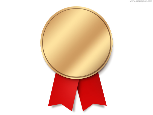 Gold medal with ribbon (PSD) | PSDGraphics