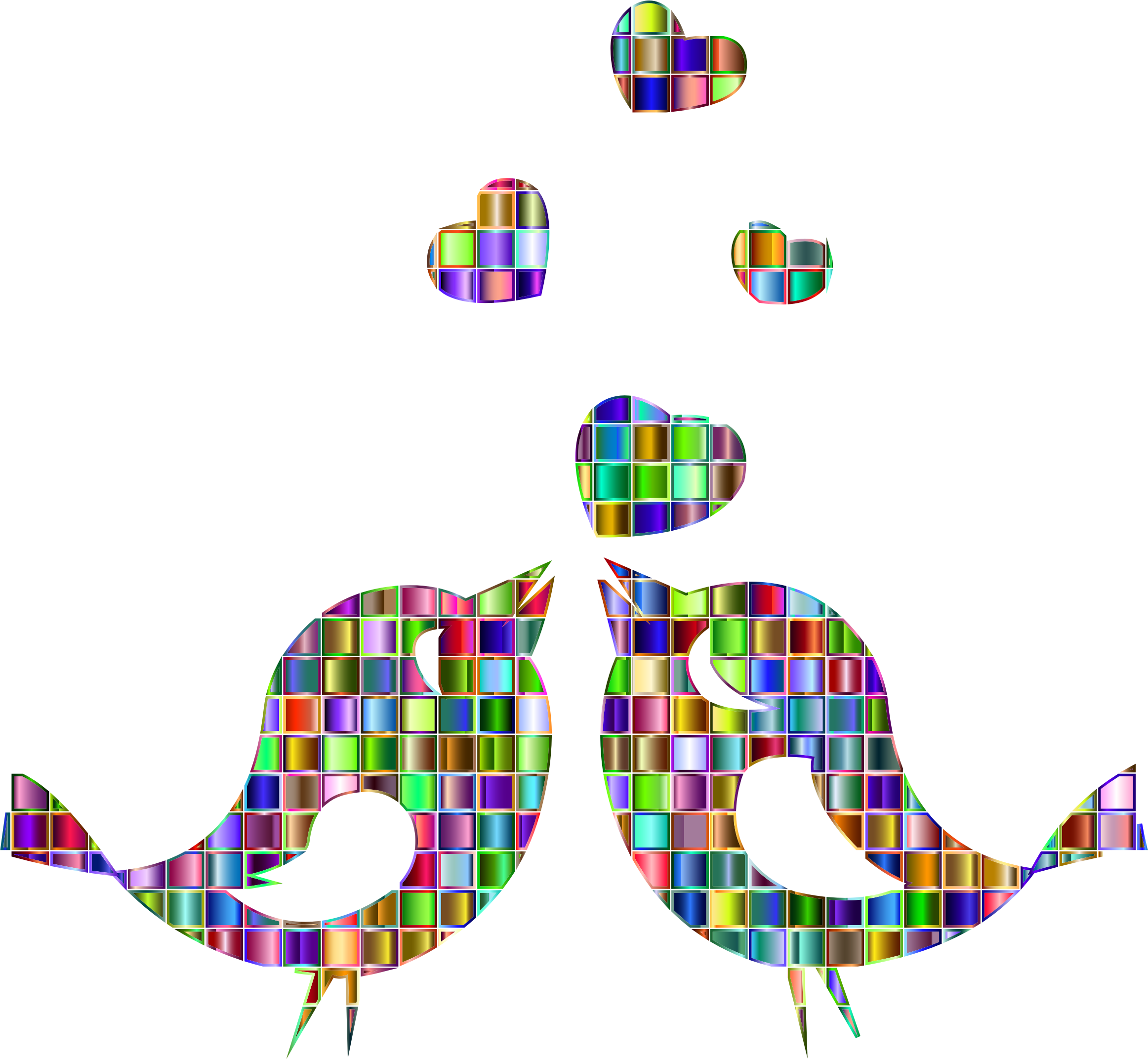Clipart - Chromatic Mosaic Love Birds