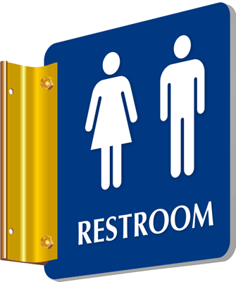 Drop Ceiling & Projecting Bathroom Signs - 2-Sided Restroom Signs