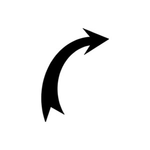 Small curved arrow black and white clipart