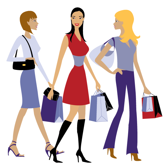 Cartoon People Shopping
