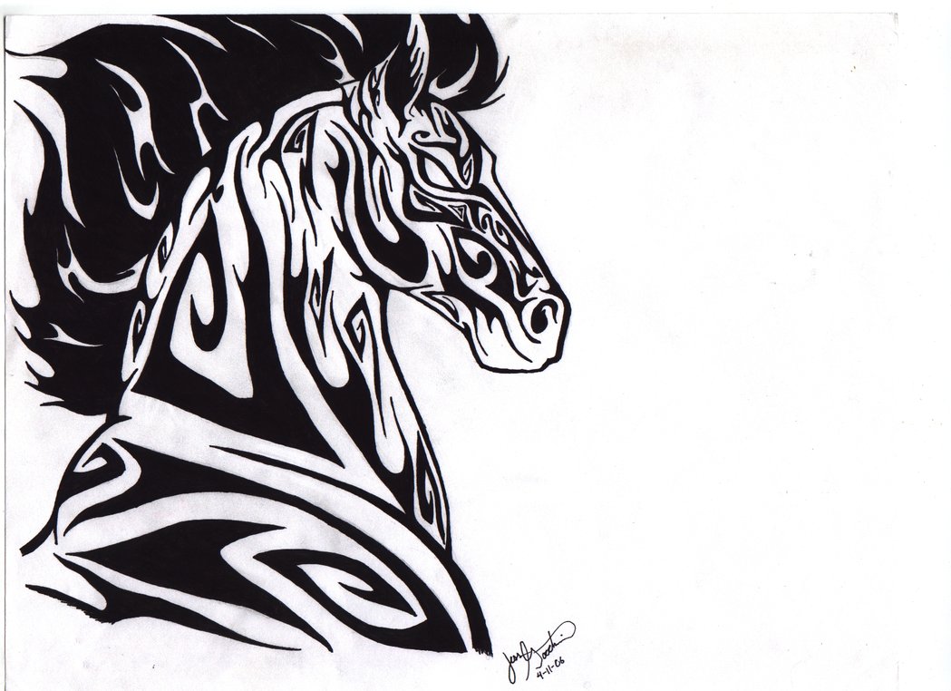 Tribal Horse Tattoo On Full Back | Tattoobite.com