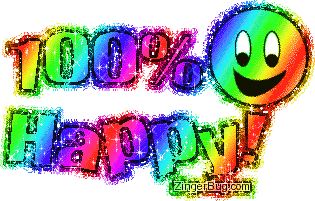 100 Percent Happy Rainbow Glitter Text Graphic Glitter Graphic ...