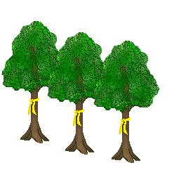 Ribbon clip art of trees with yellow support ribbons tied around ...
