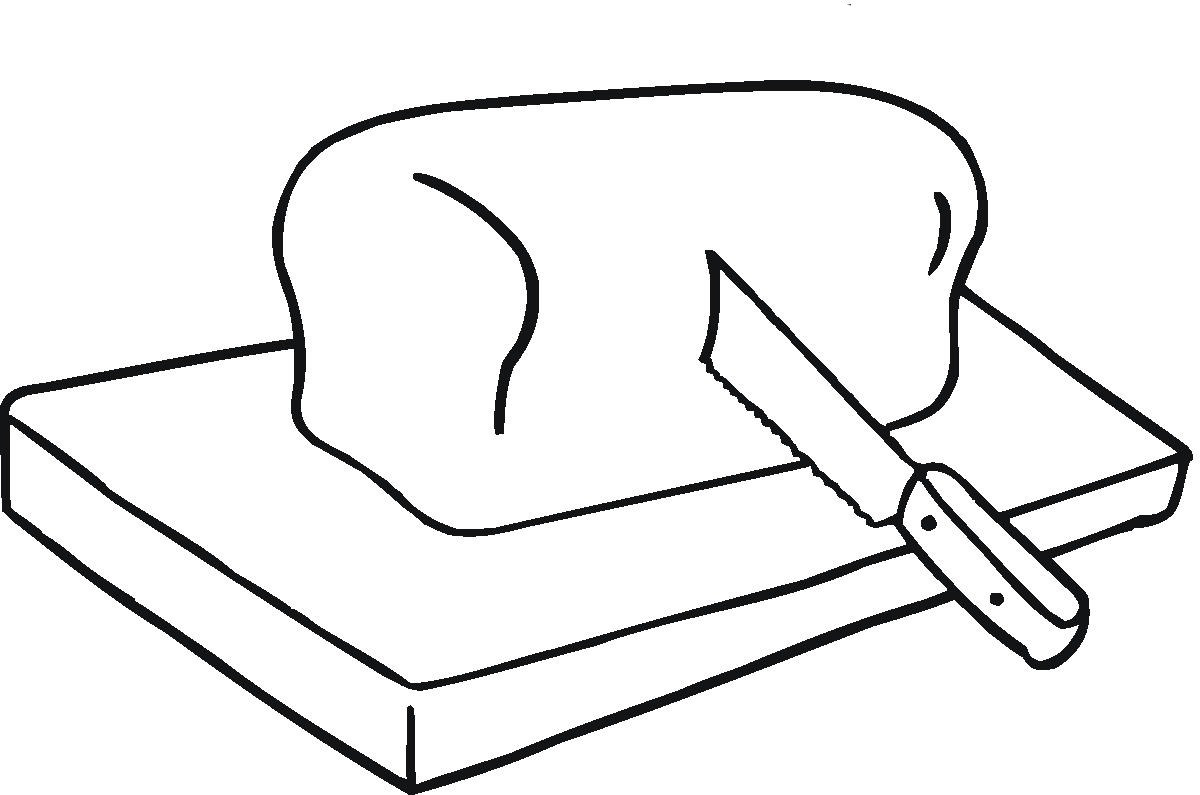 Bread On Cutting Board Coloring Online | Super Coloring