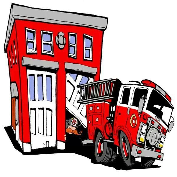 Fire truck at station cartoon | Fire Department