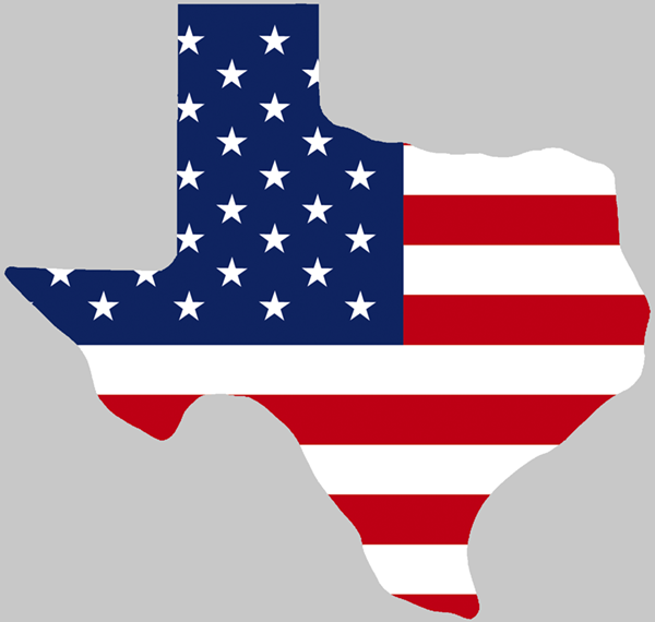 American Method — Conservative Bumper Stickers — TEXAS SHAPED USA FLAG
