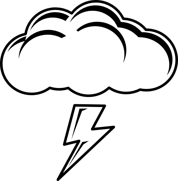 Clip Art Image Half Moon With Lightning Bolt Cloud